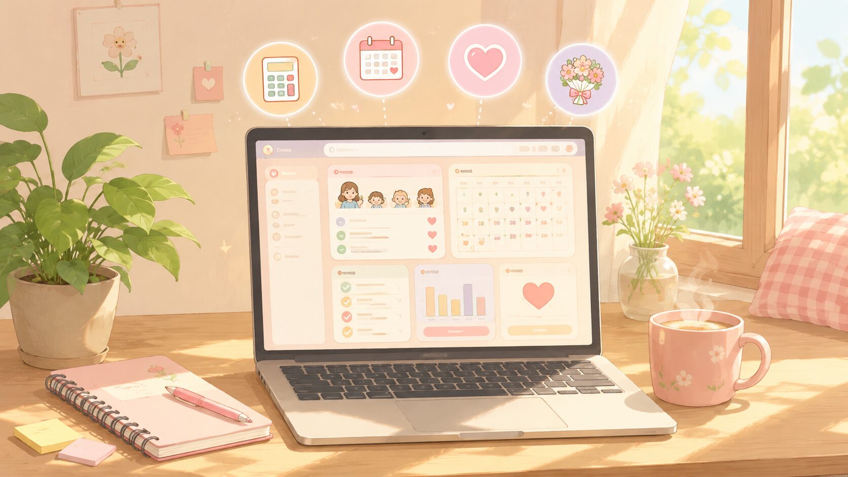 自作ツールカテゴリイメージ ノートPCと手作りWebアプリのイラスト