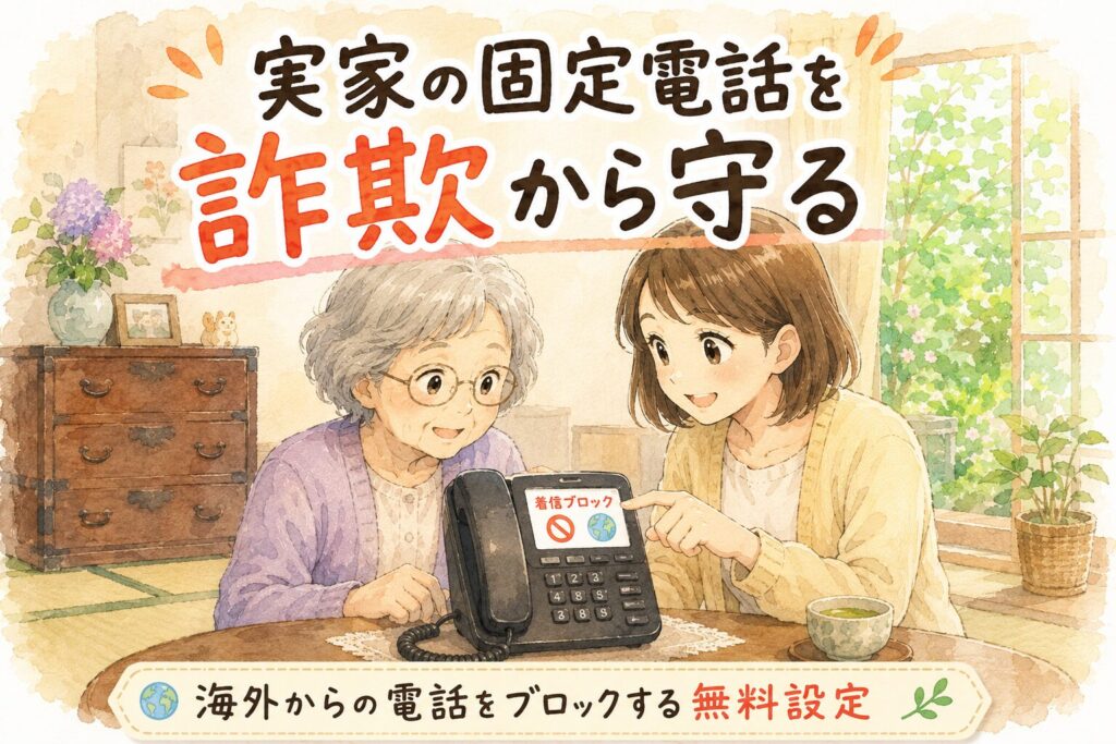 実家の固定電話を詐欺から守る 海外からの電話をブロックする無料設定