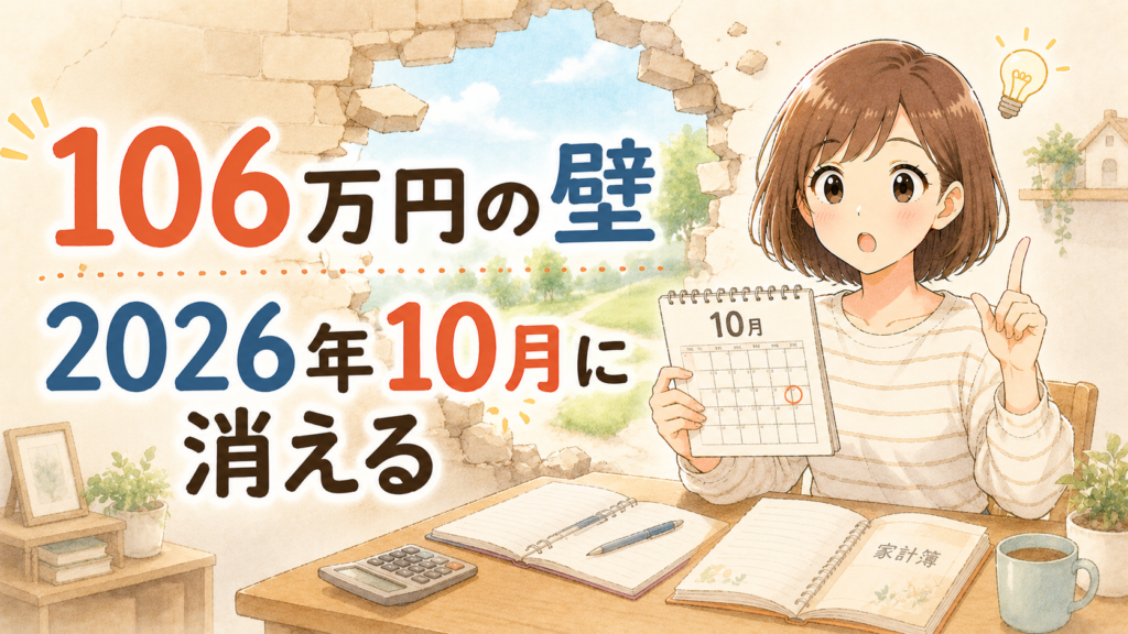 106万円の壁が2026年10月に消えることを説明するアイキャッチ画像