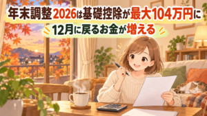 年末調整2026は基礎控除が最大104万円に 12月に戻るお金が増える