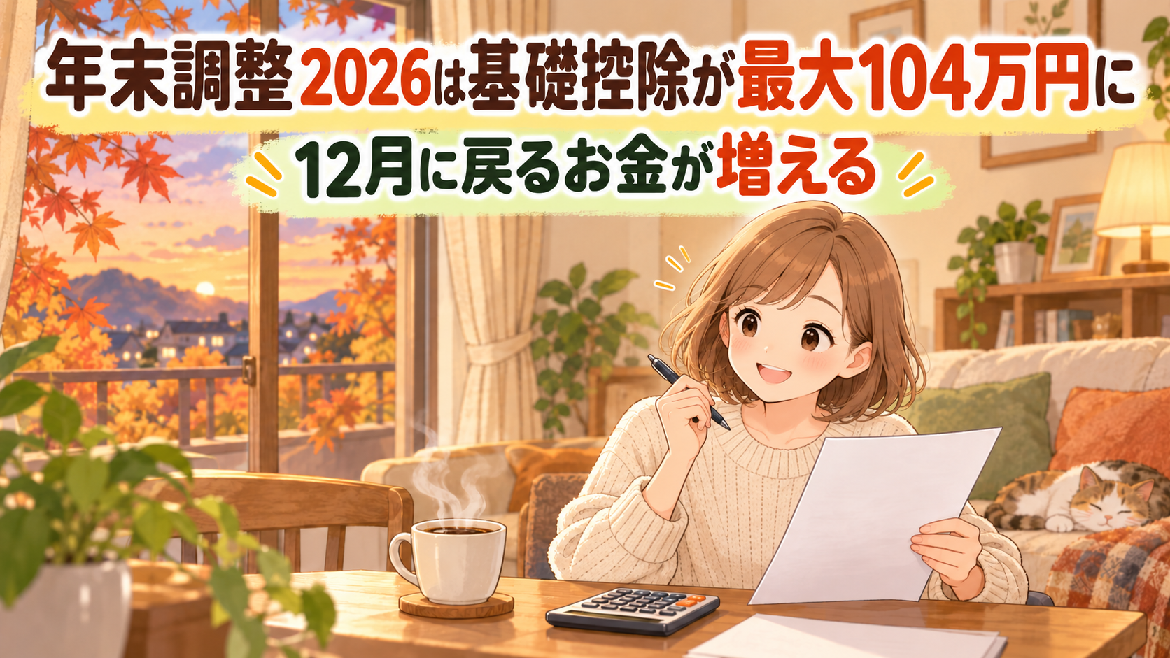 年末調整2026は基礎控除が最大104万円に 12月に戻るお金が増える
