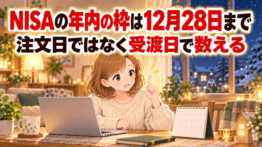 NISAの年内の枠は12月28日まで 注文日ではなく受渡日で数える